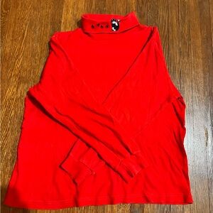 Vintage 90s Women’s  Large Belle Pointe Red Turtleneck with Cat Embroidery